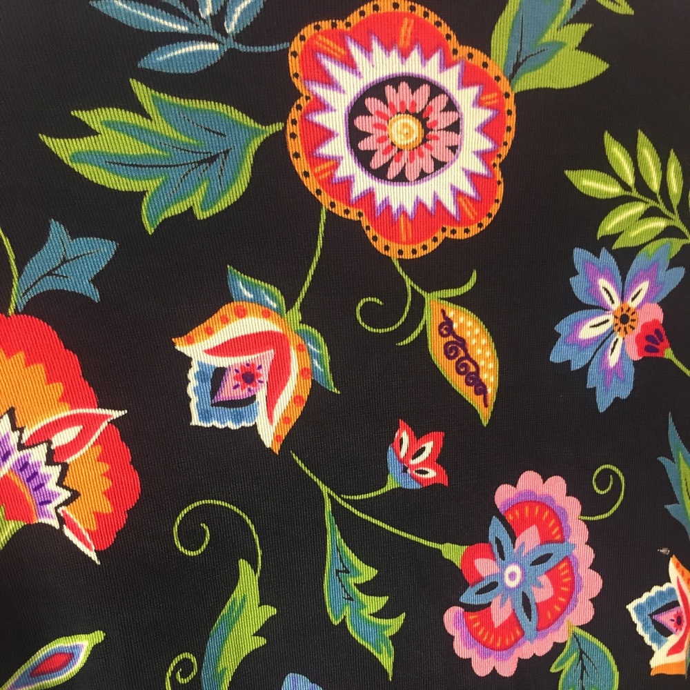 Choices | Women’s Black/Colorful Print Tie Front Blouse Top - Picture 11 of 12